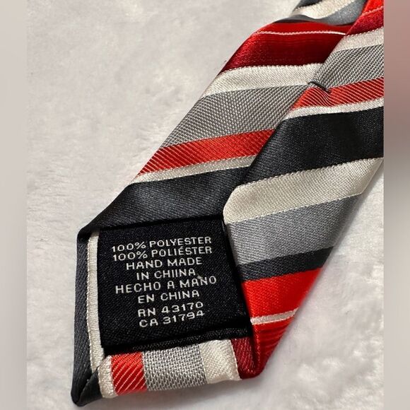 STAFFORD ESSENTIALS Men's Neck Tie, Elegant 
Red/ Black Grey white Strip… - Picture 7 of 13